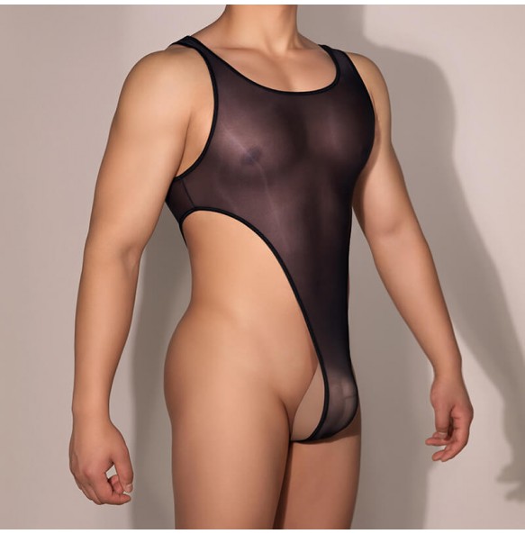 Feeetmoi - Men's Sheer Bodysuit (Black)